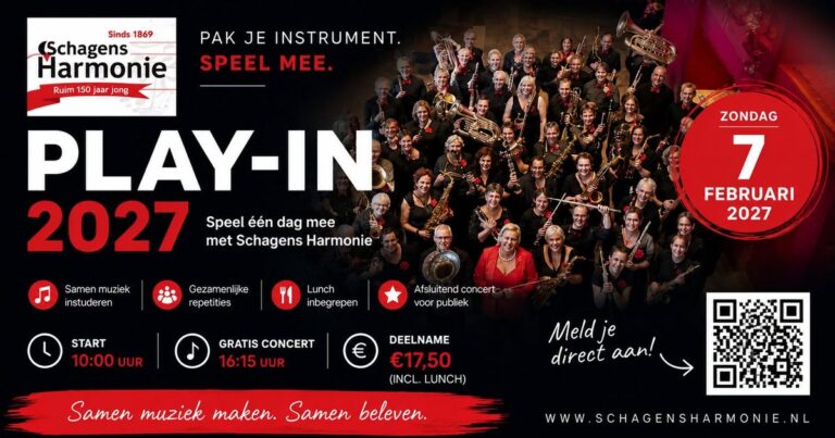 Play-in Schagens Harmonie 2027 — muziek in Schagen
